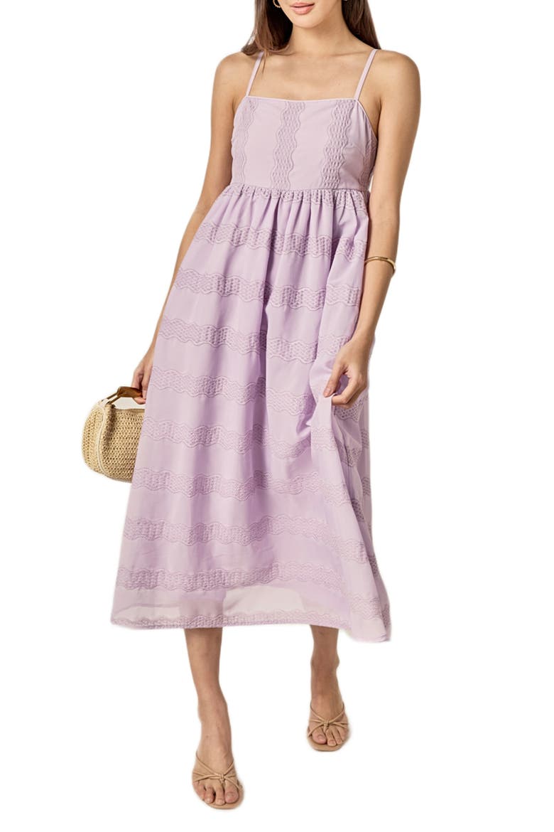 Embroidered Sleeveless Chiffon Midi Dress, Main, color, LILAC