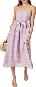 English Factory Embroidered Sleeveless Chiffon Midi Dress