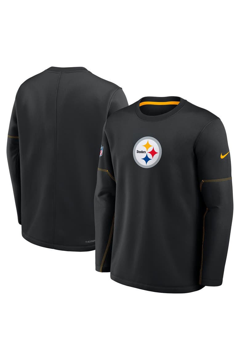 Men's Nike Black Pittsburgh Steelers Sideline Coaches Team Present Midweight Therma-FIT Sweatshirt, Main, color, Black