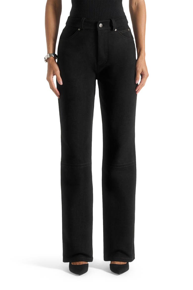 Kalie Suede Boyfriend Jeans, Main, color, Black
