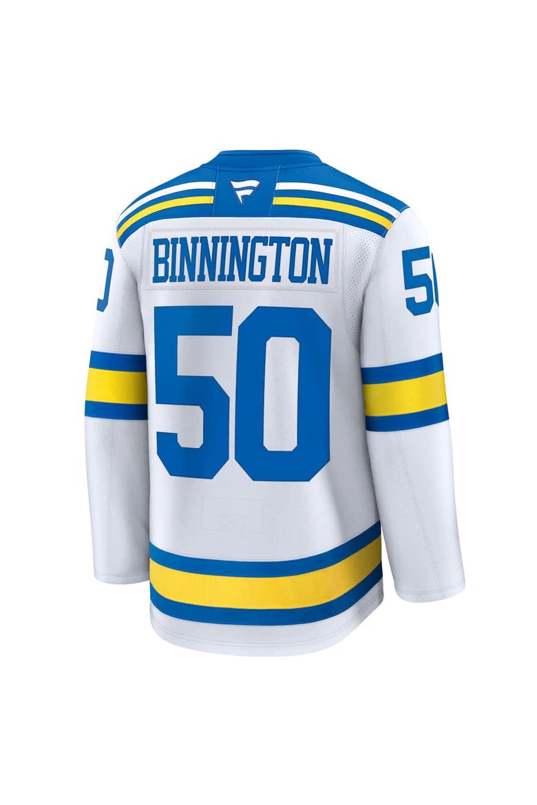 Men's Fanatics Jordan Binnington White St. Louis Blues Away Premium Player Jersey, Alternate, color, White