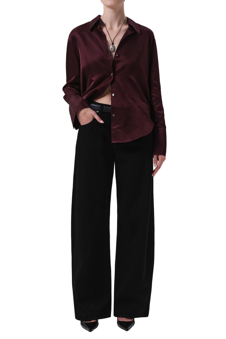 Ayla High Waist Baggy Wide Leg Jeans, Alternate, color, SOLID BLACK