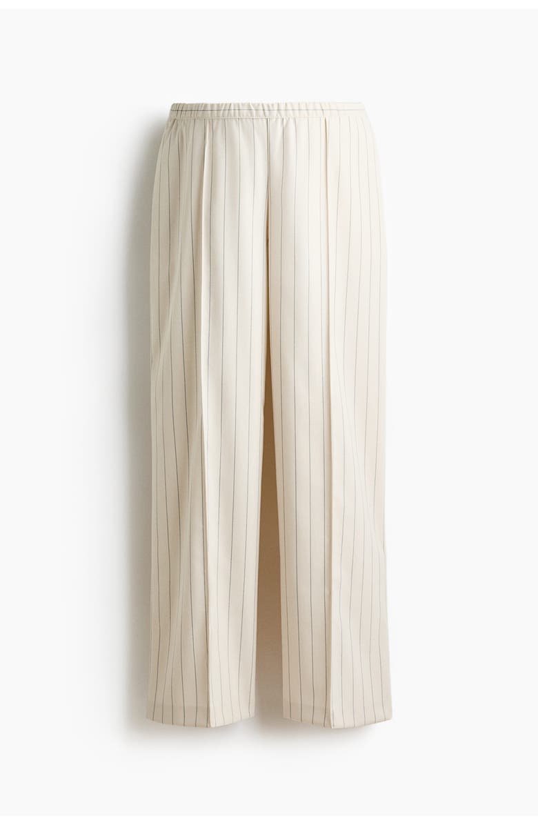 H&M Mama Before & After Wide Crease-detail Trousers, Main, color, Cream/Striped