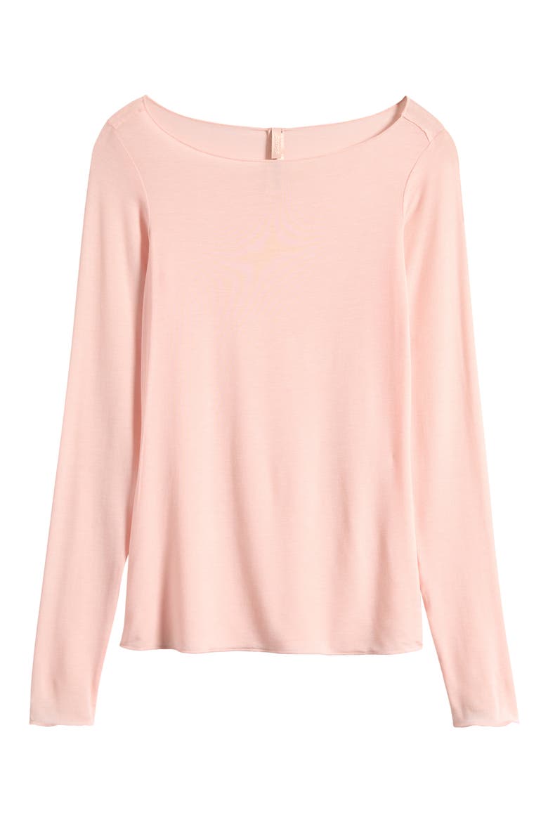 Sheer Modal Blend Long Sleeve Boat Neck Top, Alternate, color, PRIMROSE