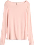 SKIMS Sheer Modal Blend Long Sleeve Boat Neck Top