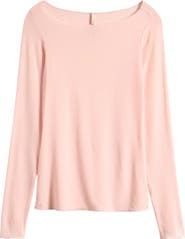 SKIMS Sheer Modal Blend Long Sleeve Boat Neck Top