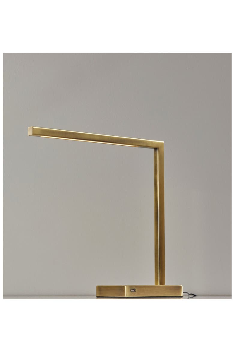 Aidan Charge LED Desk Lamp, Alternate, color, ANTIQUE BRASS