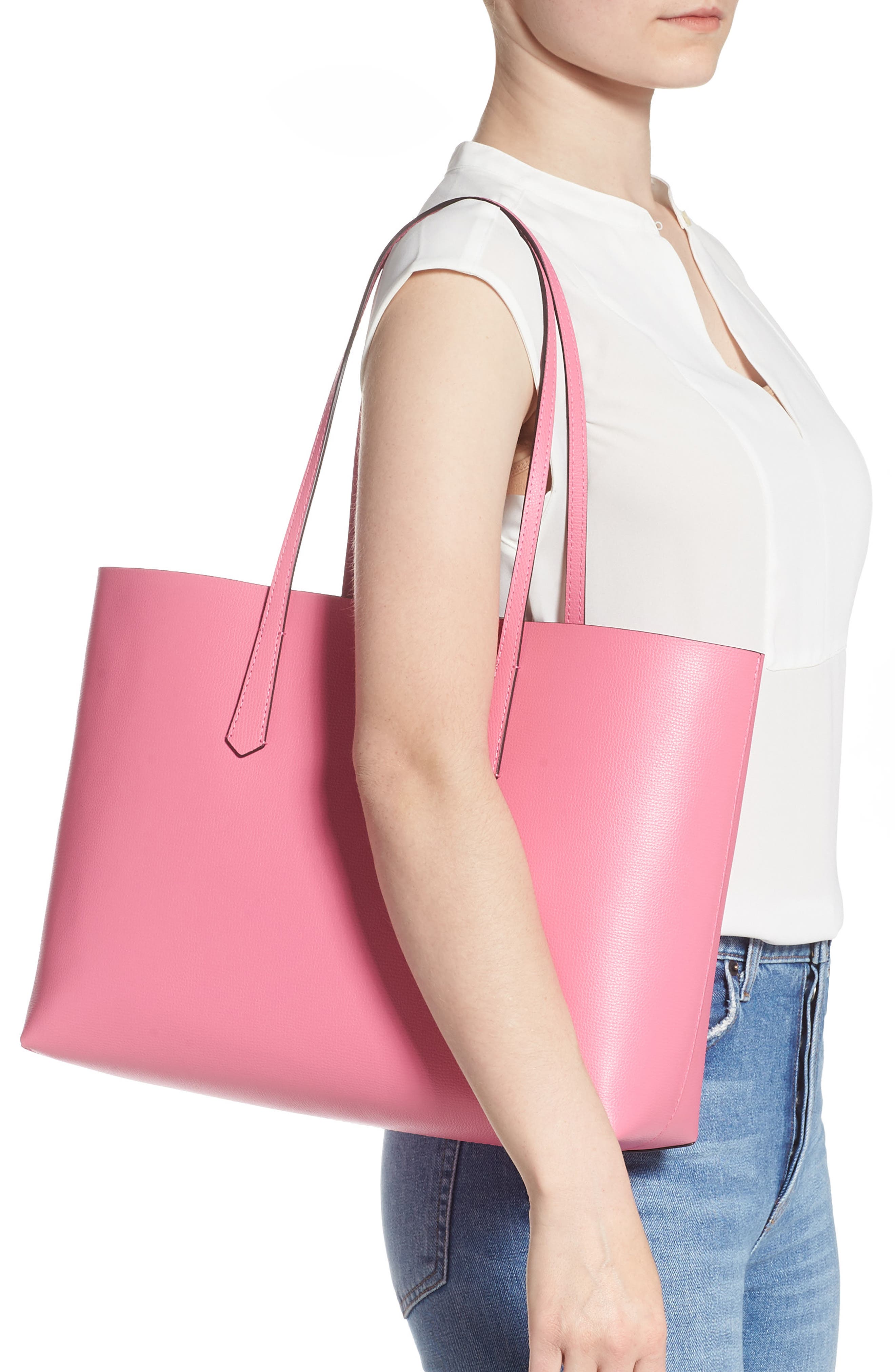 large molly leather tote, Alternate, color, HIBISCUS TEA