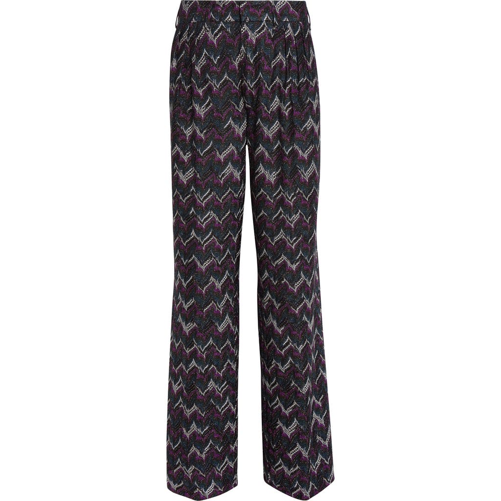 Missoni Chevron Stripe Metallic Knit Pants In Multi