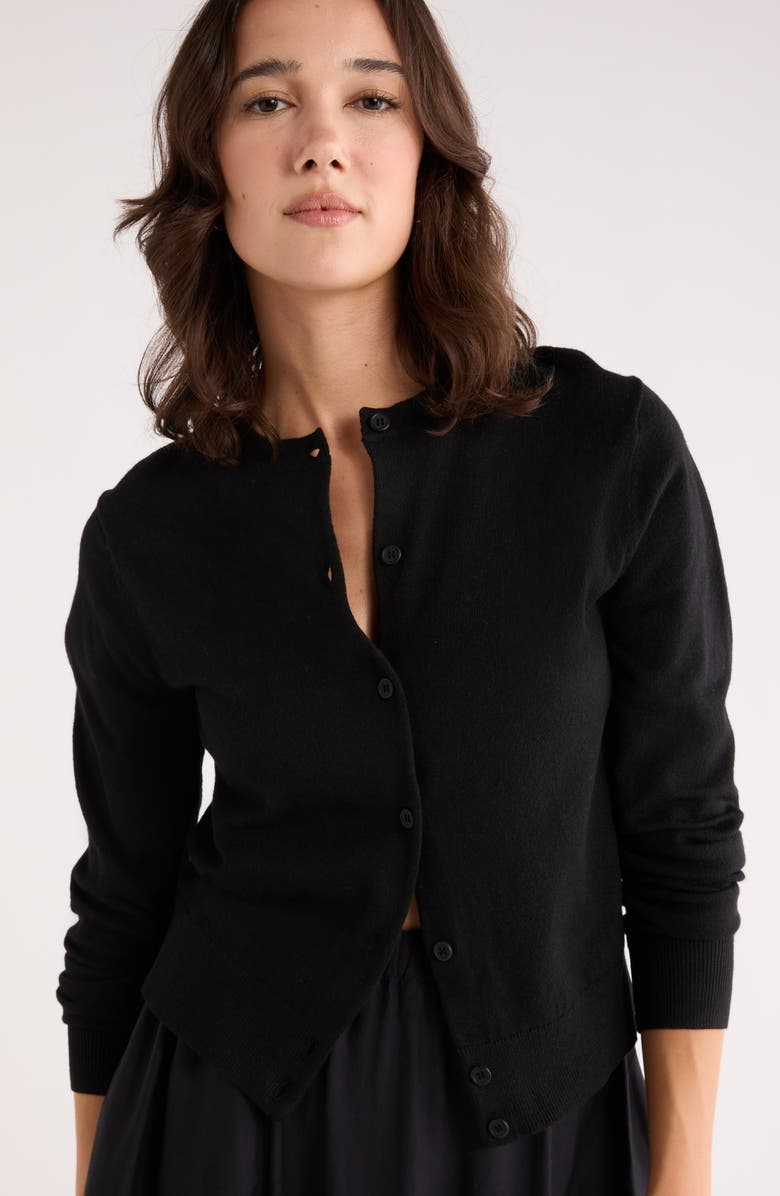 NORDSTROM RACK Crewneck Cardigan, Alternate, color, Black