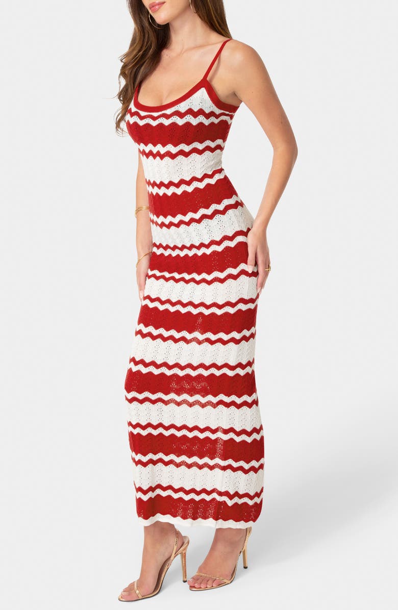 bebe Stripe Knit Maxi Dress, Alternate, color, Burgundy