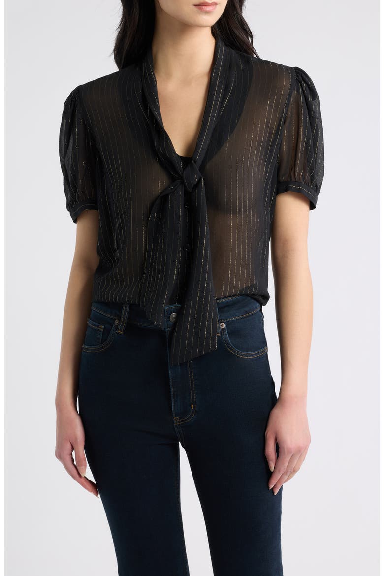 The Sonnet Metallic Stripe Top, Main, color, BLACK STRIPE