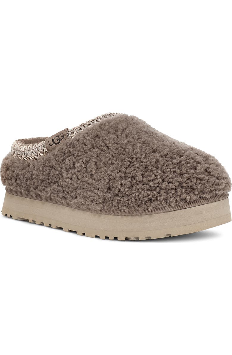 UGG<sup>®</sup> Tazz Maxi Curly Genuine Shearling Slipper, Main, color, Smoke Plume