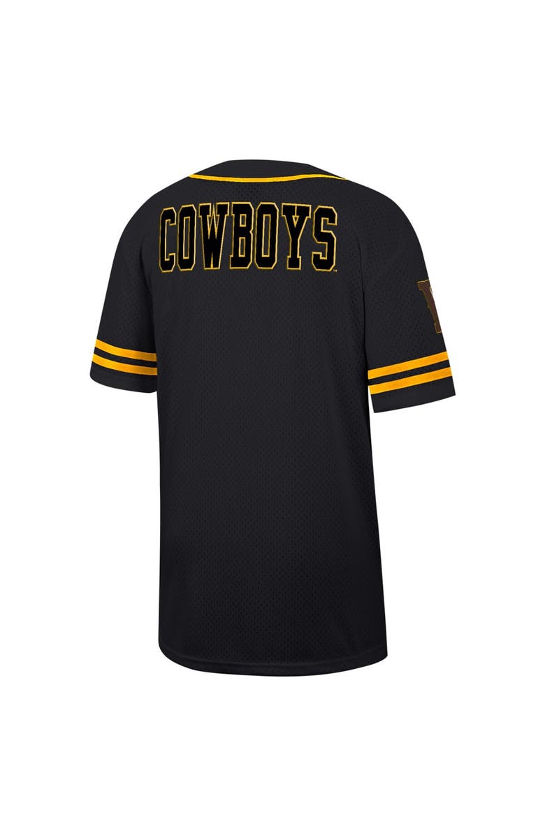 COLOSSEUM Men's Colosseum Black Wyoming Cowboys Free Spirited Mesh Button-Up Baseball Jersey, Alternate, color, 