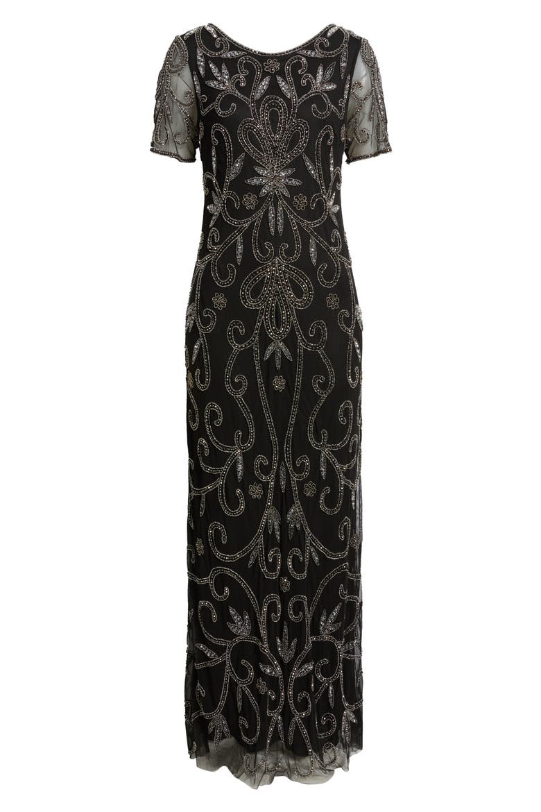 Beaded Gown, Alternate, color, BLACK/ SILVER