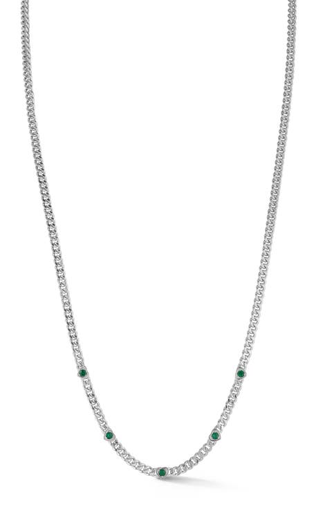 Cubic Zirconia Heart Station Chain Necklace