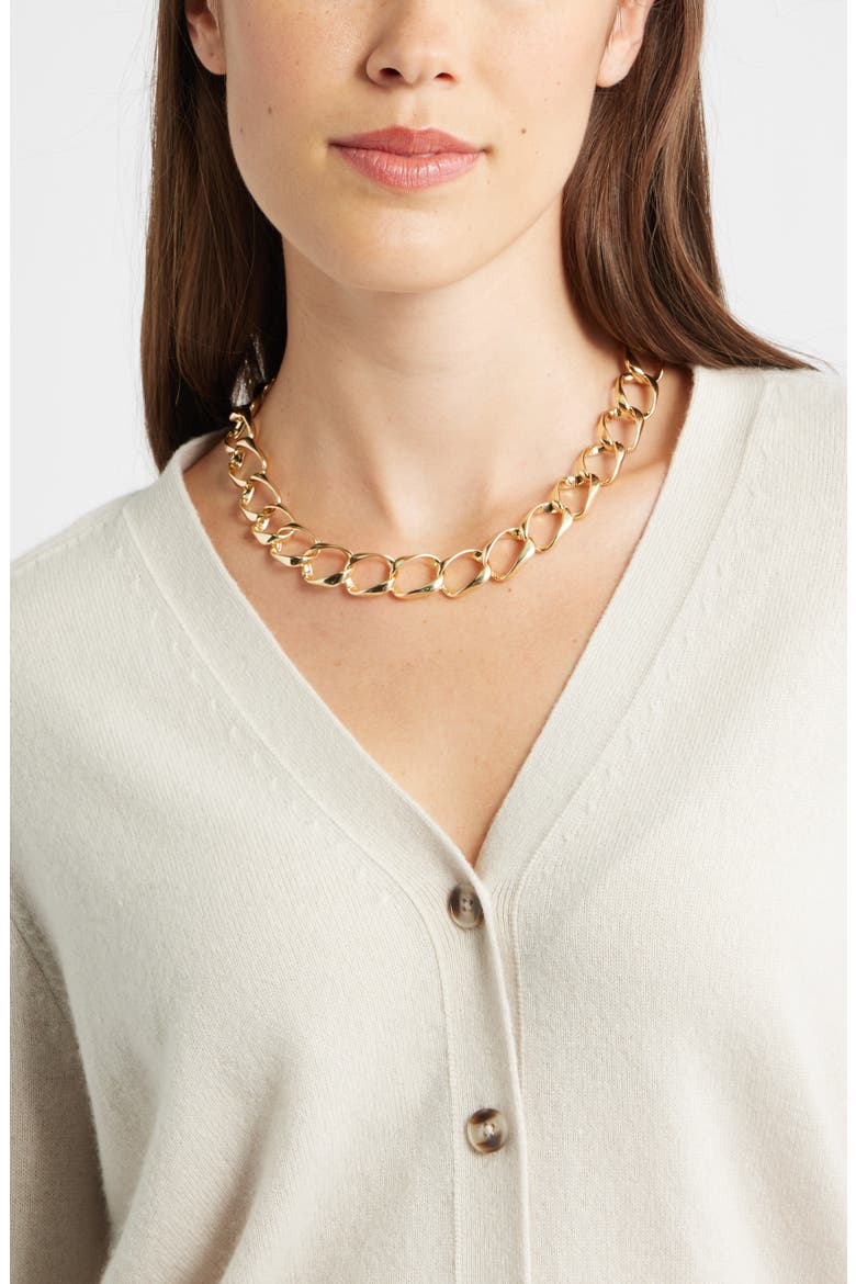 Oversize Curb Link Collar Necklace, Alternate, color, GOLD