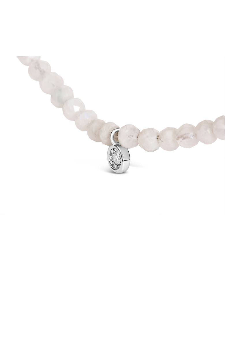 Sterling Silver Moonstone Bead Station Necklace with Diamond Accent, Alternate, color, Silver