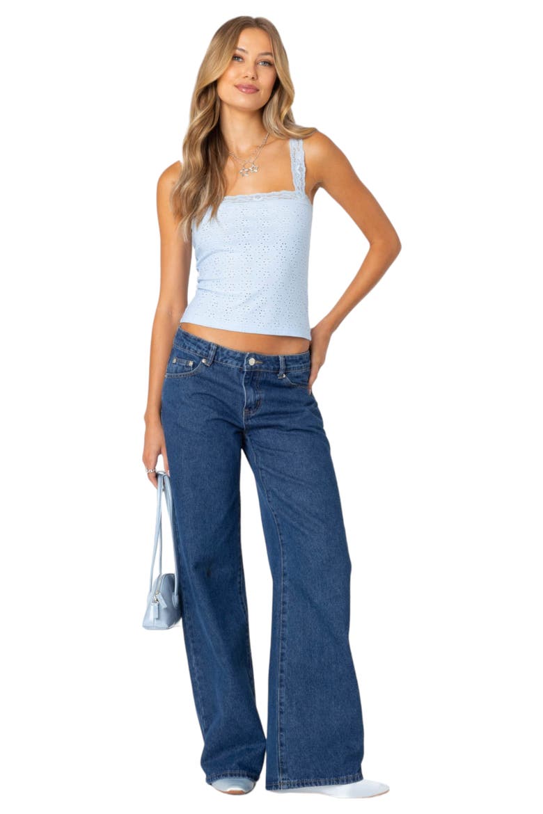 Virginia Lace Trim Eyelet Tank Top, Alternate, color, LIGHT-BLUE