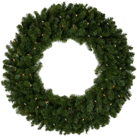 Pre-Lit Canadian Pine Artificial Christmas Wreath - 36" - Clear Lights