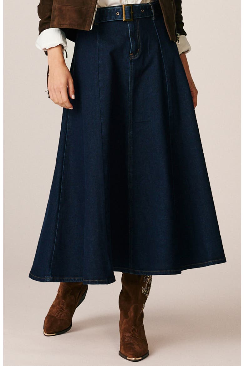 Flutter Denim Skirt, Main, color, Indigo