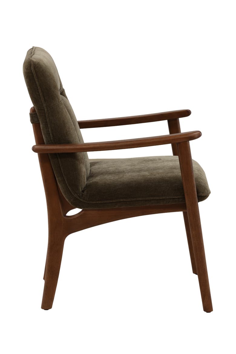 Vera Velvet Upholstered Dining Chair with Wood Frame, Alternate, color, Olive