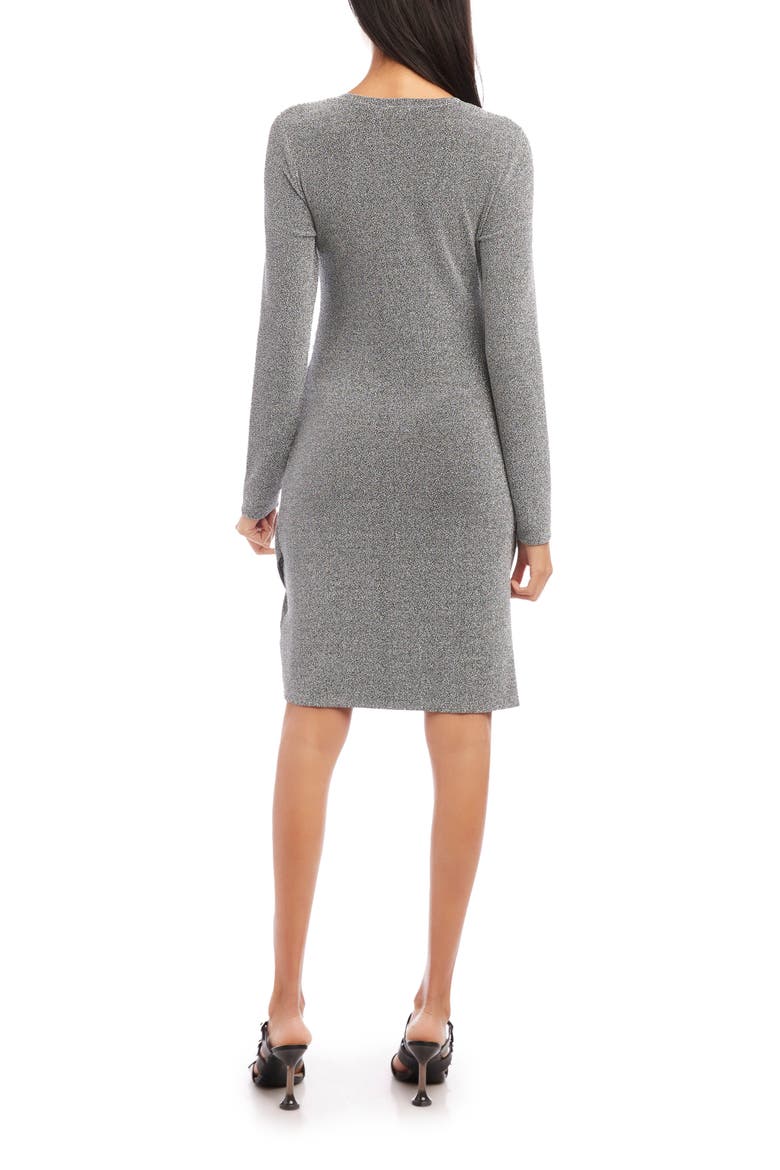 Metallic Side Gathered Long Sleeve Cocktail Dress, Alternate, color, METALLIC