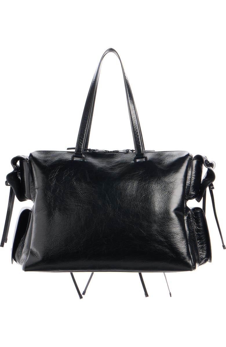 Acne Studios Multipocket Crinkled Leather Tote, Alternate, color, Black