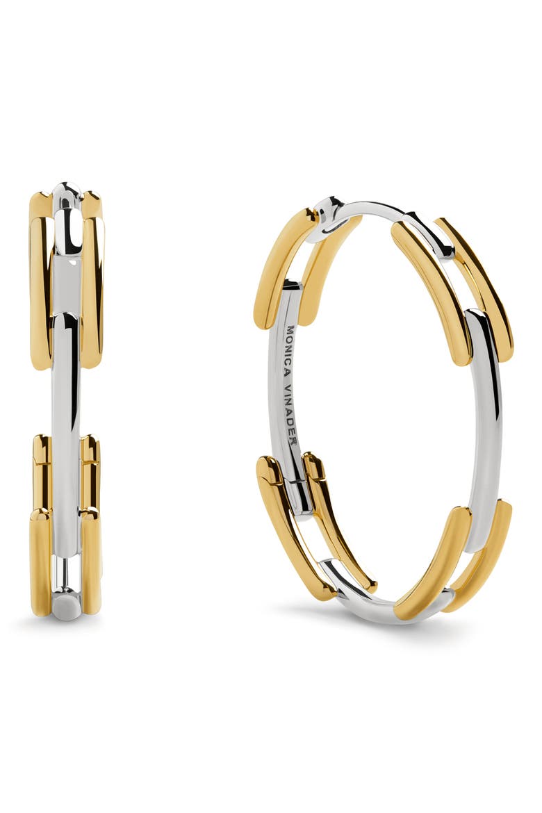 Signature Two-Tone Hoop Earrings, Main, color, 18CT GOLD VERMEIL /SS