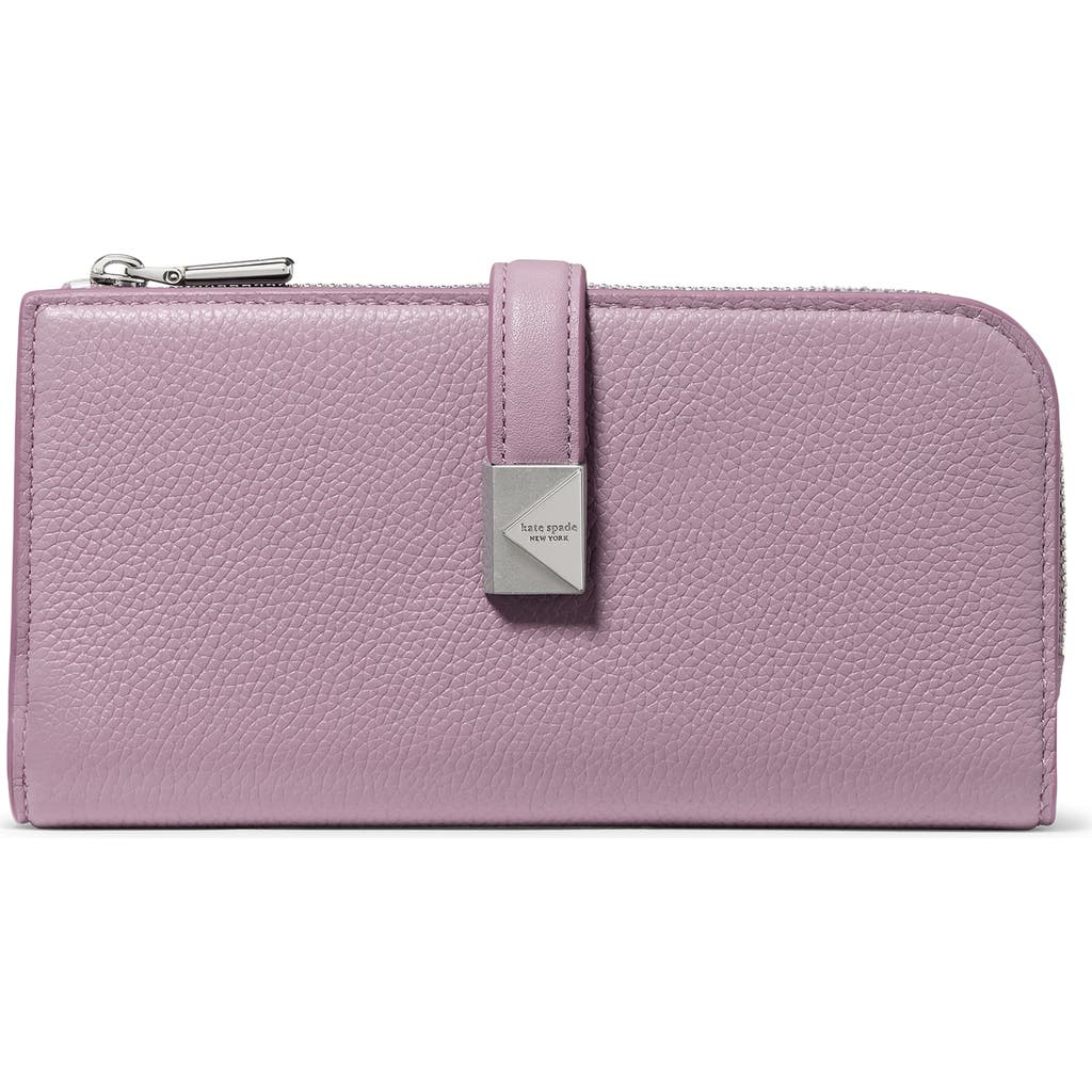 Kate Spade New York Deco Pebbled Leather Zip Wallet In Purple