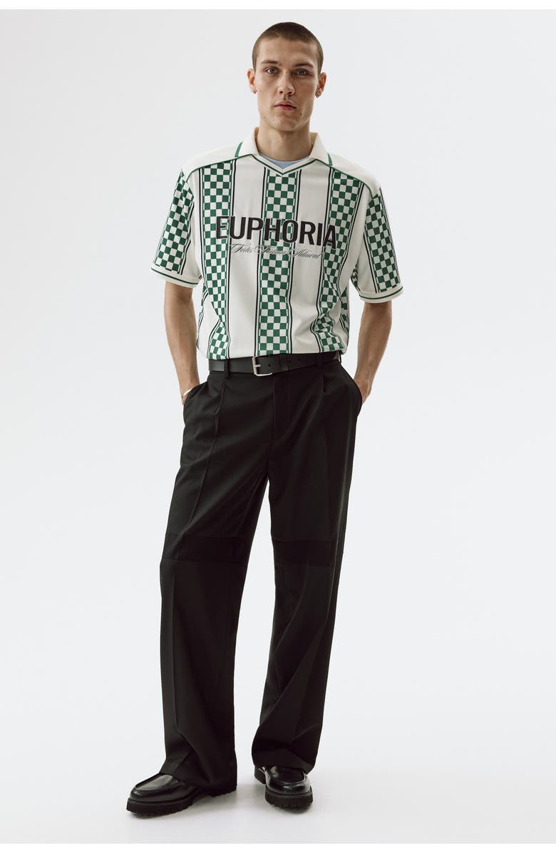 H&M Loose Fit Football Shirt, Alternate, color, White/Euphoria