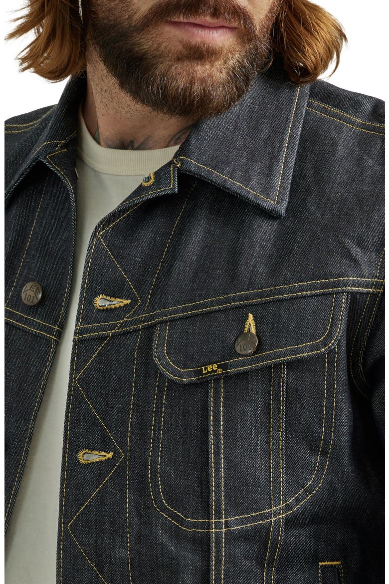 101 Rider Denim Trucker Jacket, Alternate, color, DRY INDIGO