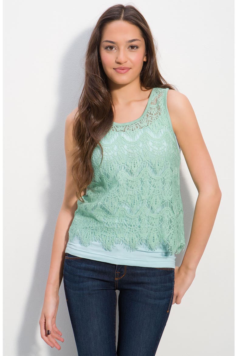 Chloe K Lace Tank, Main, color, MIST GREEN