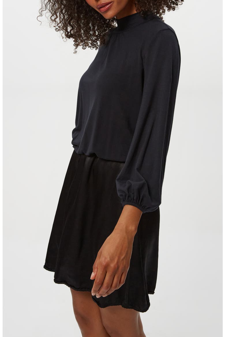 Myla Mixed Media Minidress, Alternate, color, BLACK