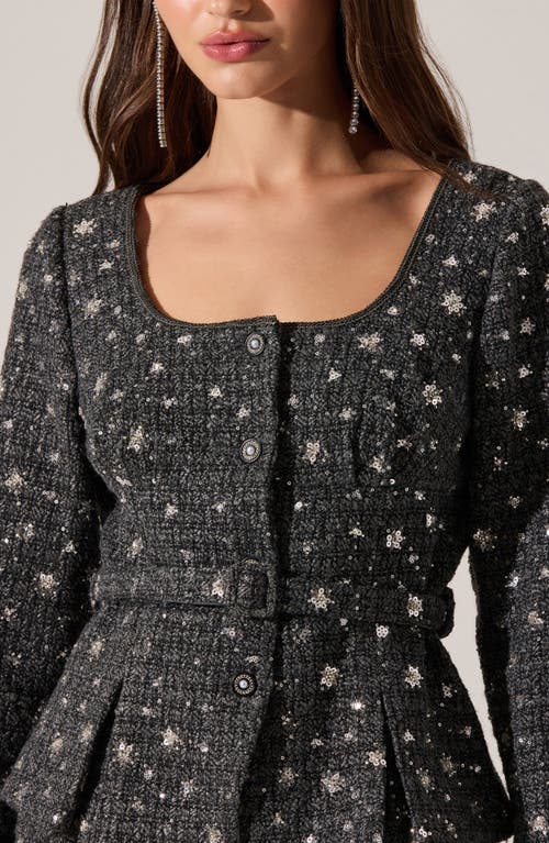 Astr The Label Carolyn Sequin Tweed Jacket In Black