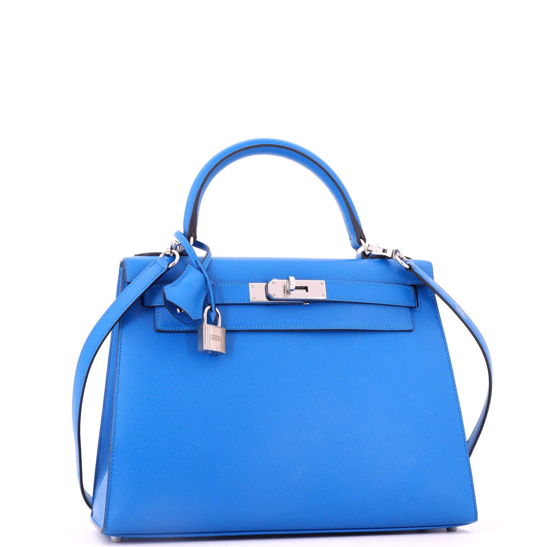 Kelly Handbag Blue Epsom with Palladium Hardware 28, Alternate, color, Blue