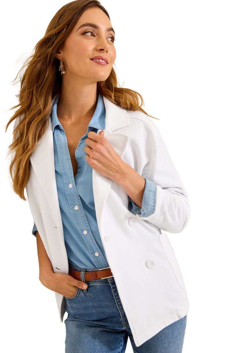 Tommy Bahama Marina del Mar Double Breasted Cotton Fleece Blazer, Alternate, color,