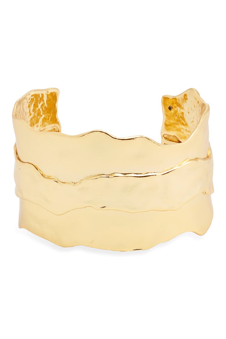 Parchment Textured Cuff Bracelet, Main, color, GOLD