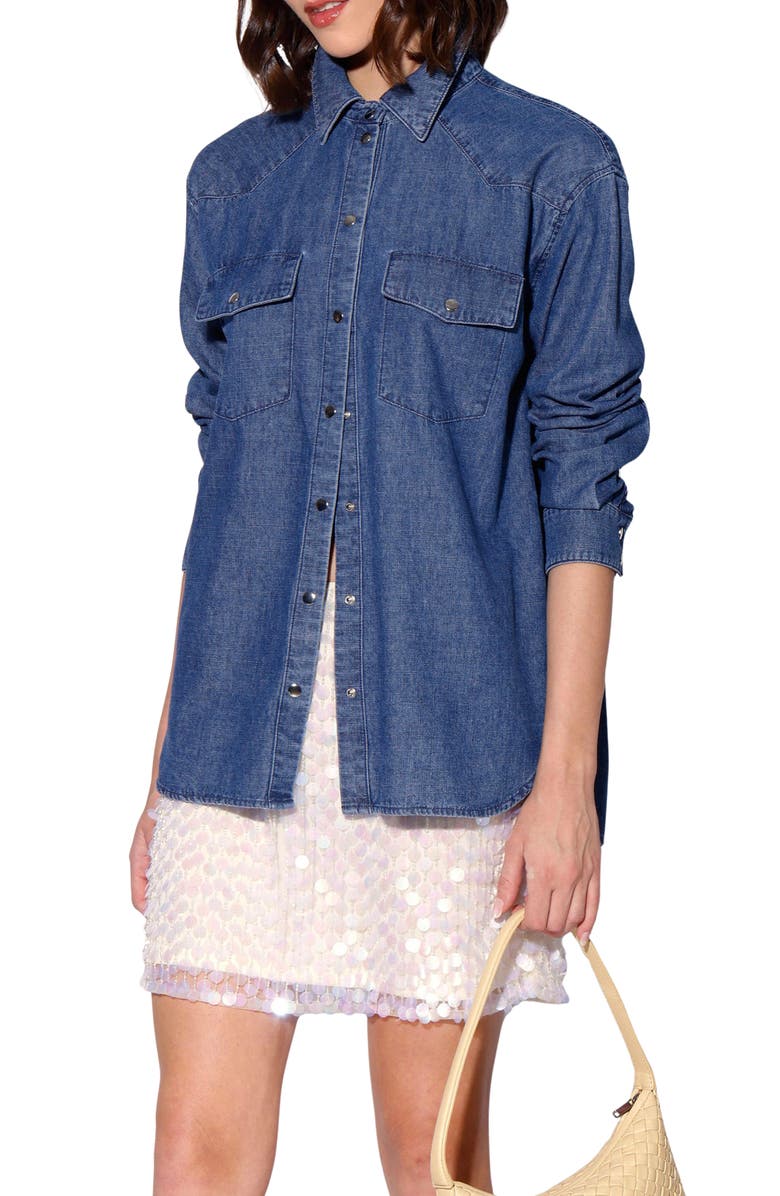 Walter Baker Becky Denim Top, Main, color, Medium Wash