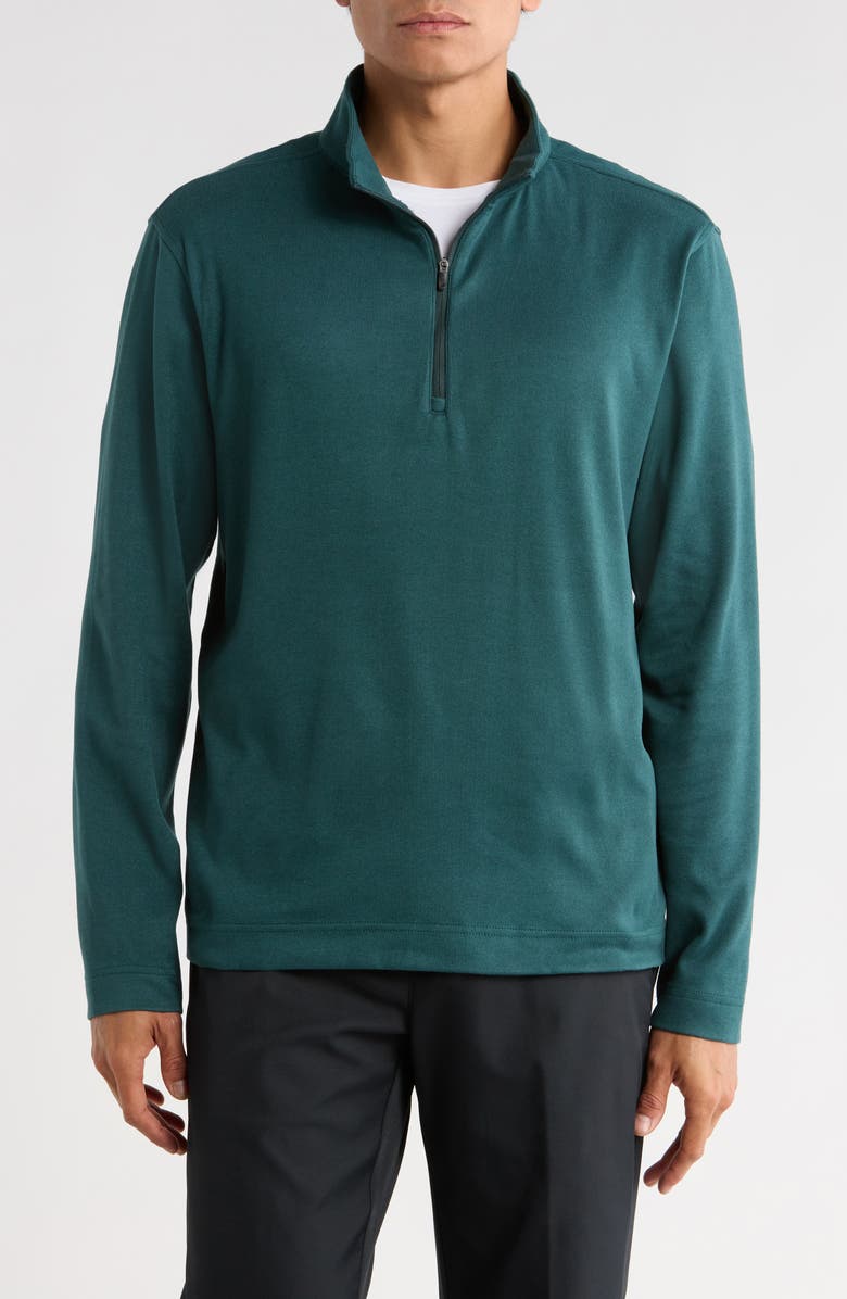 Greg Norman Quarter Zip Knit Pullover, Main, color, Dark Sea
