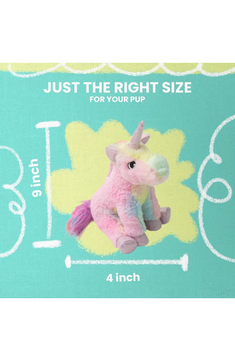 SnugArooz Tye the Unicorn, Rainbow Plush Dog Toy, Squeaks & Crinkles, Alternate, color, Multicolored