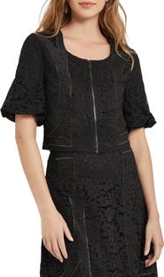 Misook Lace Front Zip Top