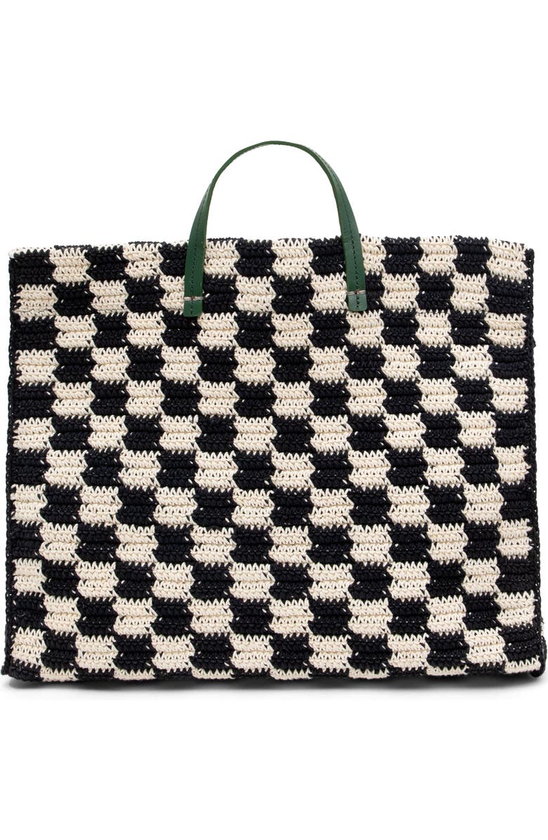 Clare V. Simple Crochet Tote, Main, color, Black And Cream Crochet