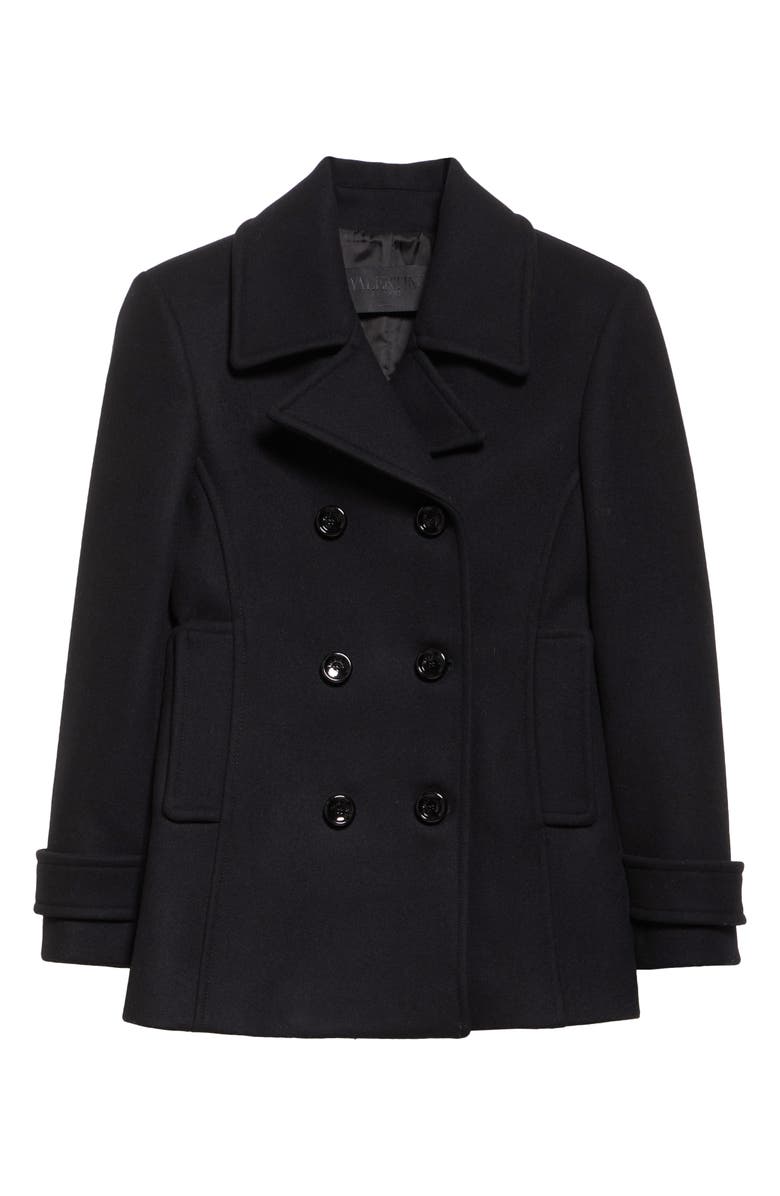 Valentino Garavani Compact Wool Coat, Alternate, color, Nero