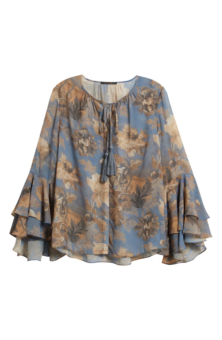 KOBI HALPERIN Mullin Floral Trumpet Sleeve Shirt, Alternate, color, Skyline Multi