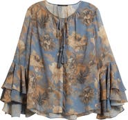 KOBI HALPERIN Mullin Floral Trumpet Sleeve Shirt