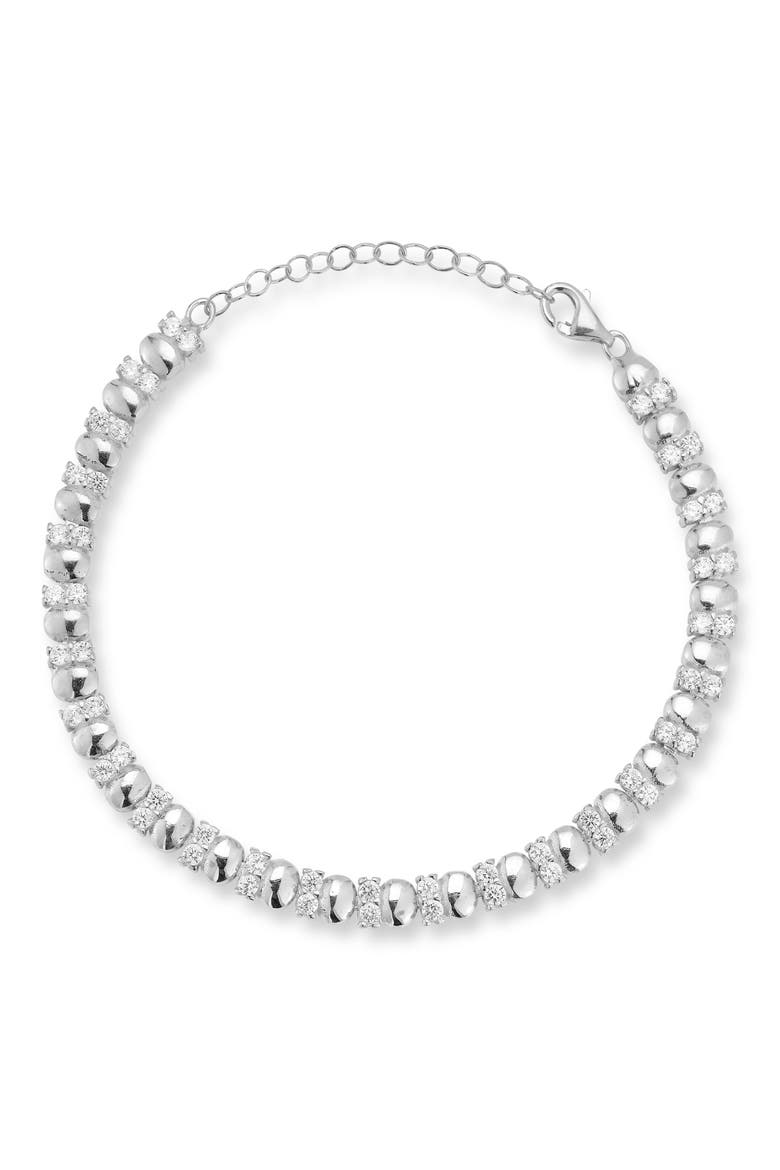 Cubic Zirconia Pebble Bracelet, Main, color, SILVER