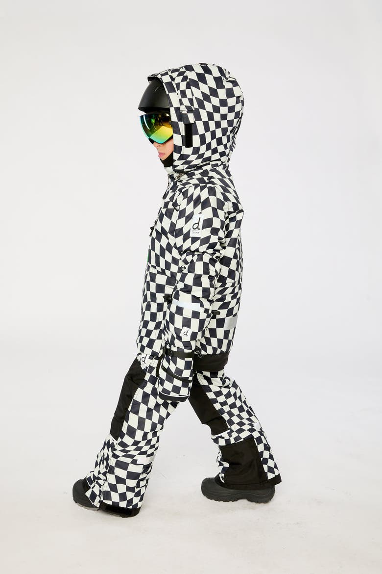 Teknik Checkered Jacket & Reinforced Pants Two Piece Snowsuit, Alternate, color, White Checkered Print