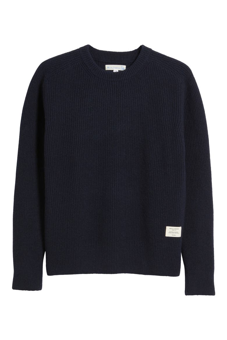 Wool & Cashmere Rib Crewneck Sweater, Alternate, color, DARK NAVY