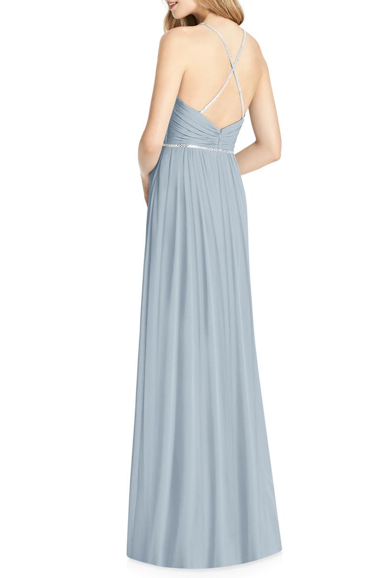 Pleat Bodice Chiffon A-Line Gown, Alternate, color, MIST
